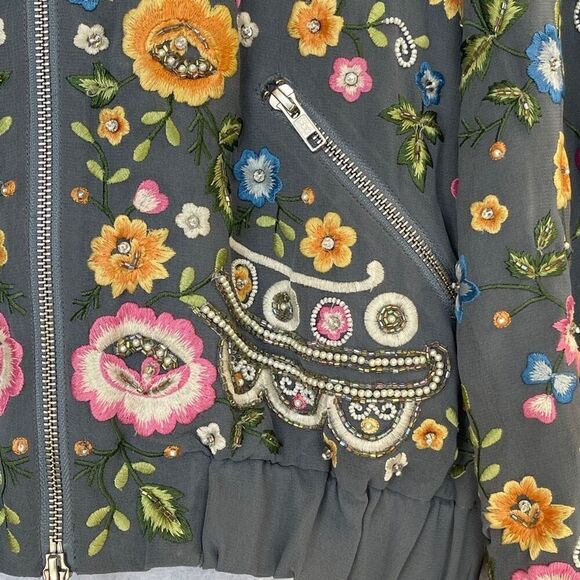 Needle & Thread by Anthropologie beaded embroidered bomber jacket size 6 - Picture 3 of 10